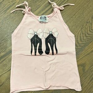 Pink Tank Top with Bow and Heel Design